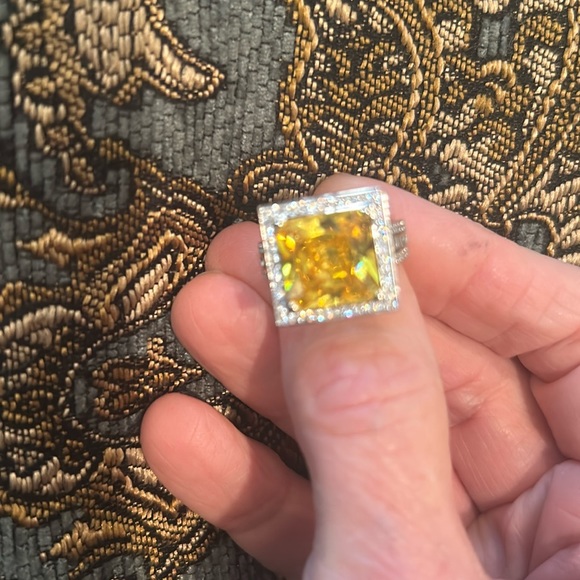 Lustro Stella Finest Yellow CZ Ring in Platinum over Sterling Silver.  NWT - Picture 8 of 10